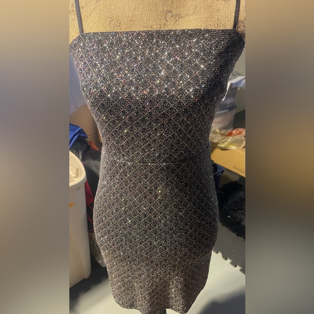 Altar'd State Sequin Black Mini Dress